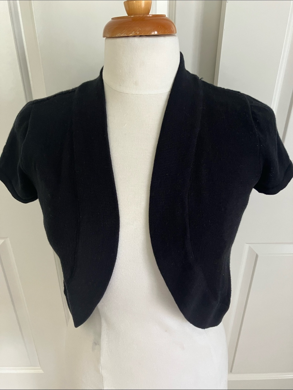 Say What? Women's Black Short-Sleeve Open Knit Bolero